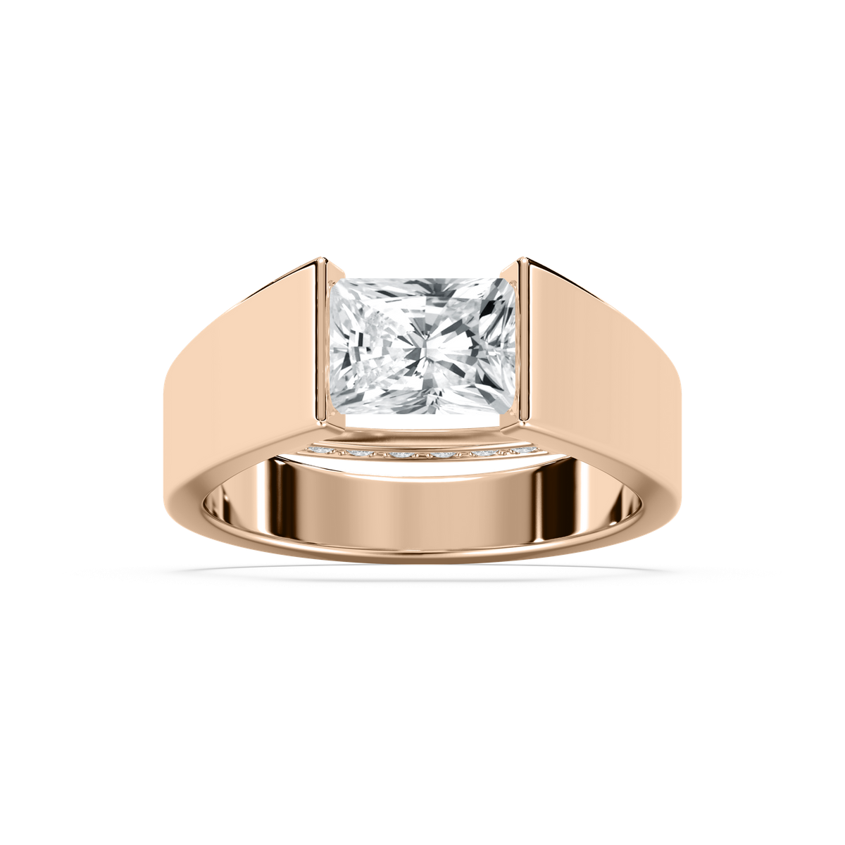Alina Radiant Tension Set Engagement Ring in Rose Gold