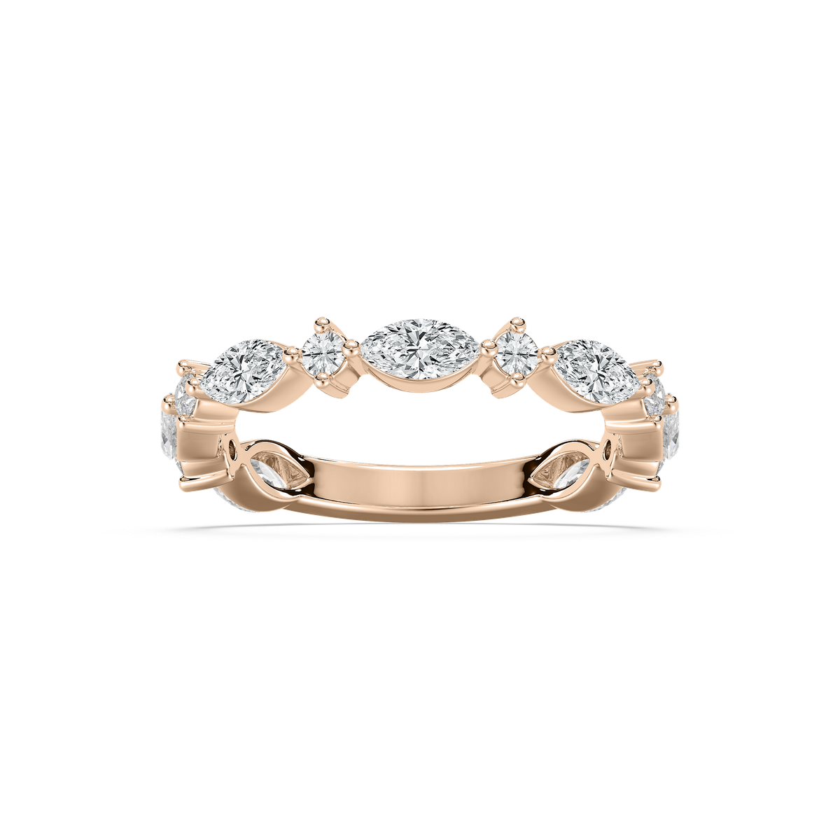 Alternating Marquise Round Ring in Rose Gold