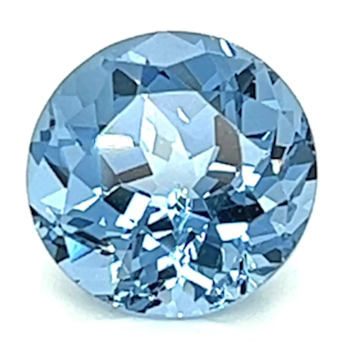1.31 Carat Round Cut Lab-Created Aqua Blue Spinel
