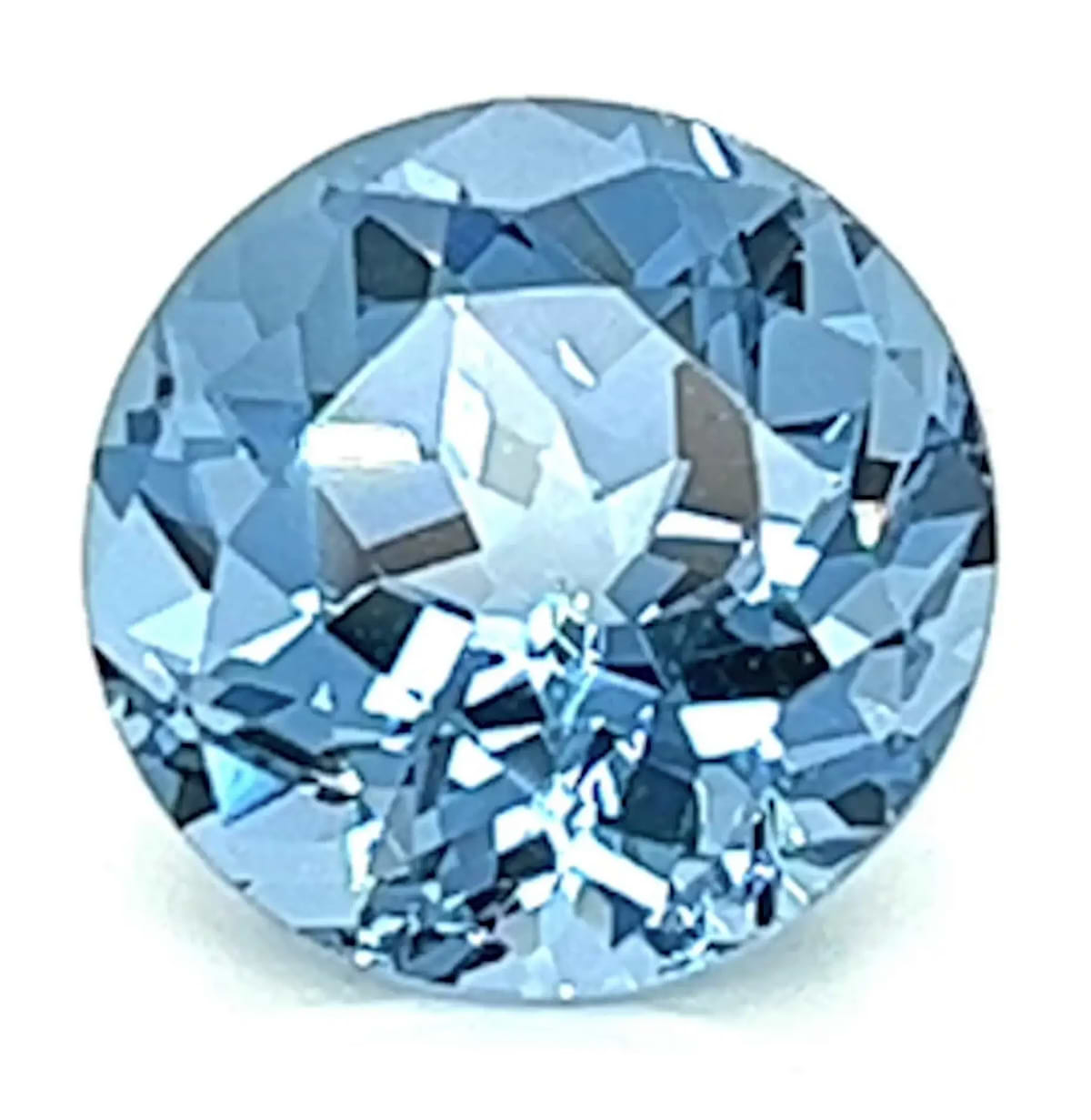 1.31 Carat Round Cut Lab-Created Aqua Blue Spinel