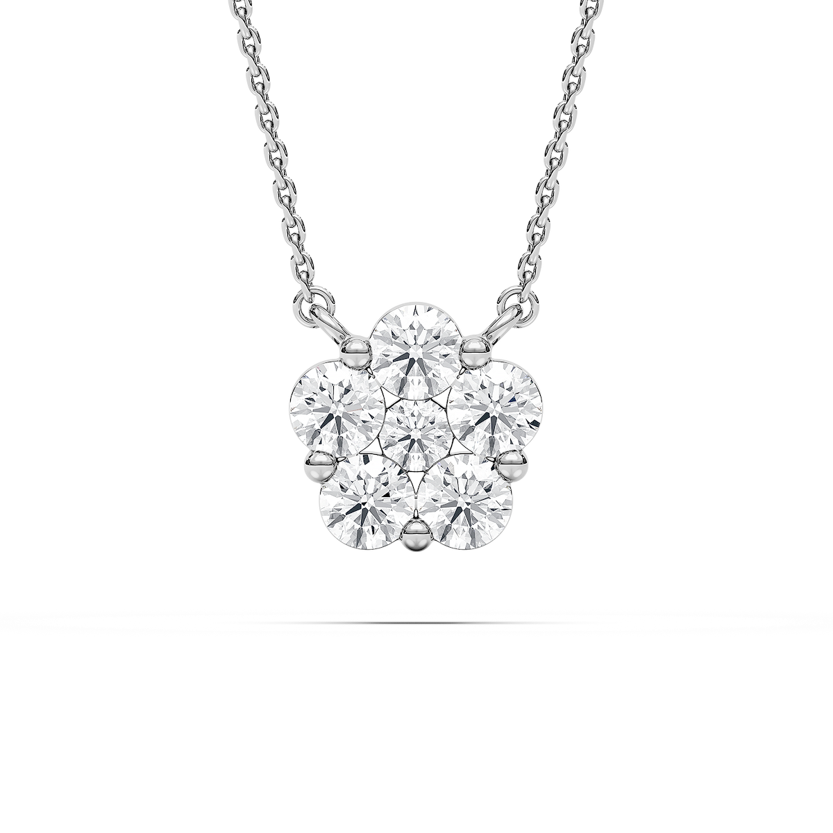 Blooming Beauty Flower Pendant with 1.06ctw Lab-Grown Diamonds in 14K White Gold