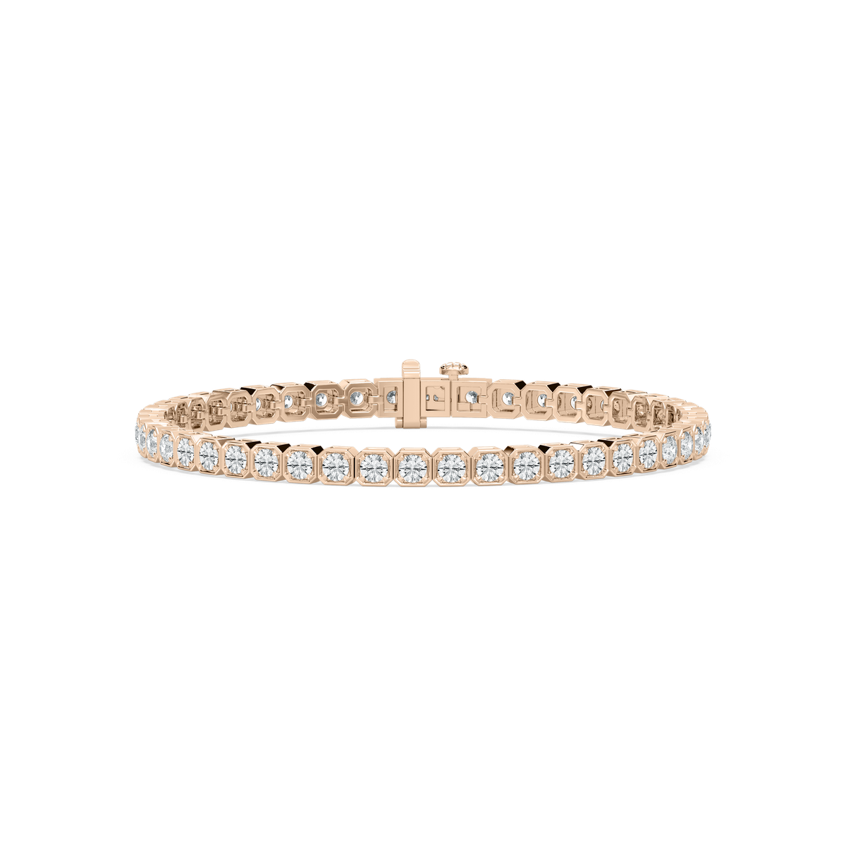 Bold Round Bezel Tennis Bracelet in Rose Gold