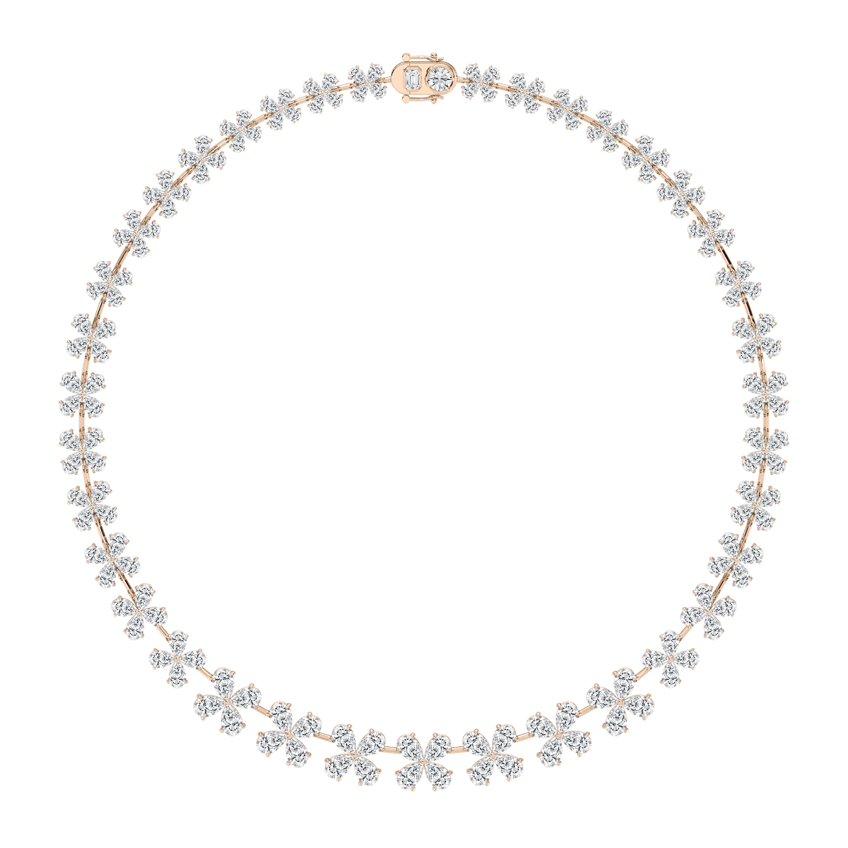 Cascading Pear Diamond Collar Necklace in Rose Gold