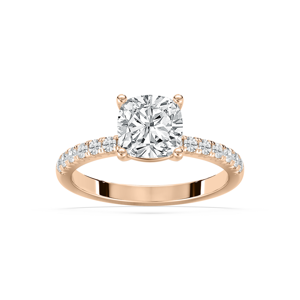 Celine French Pave Cushion Engagement Ring in Rose Gold