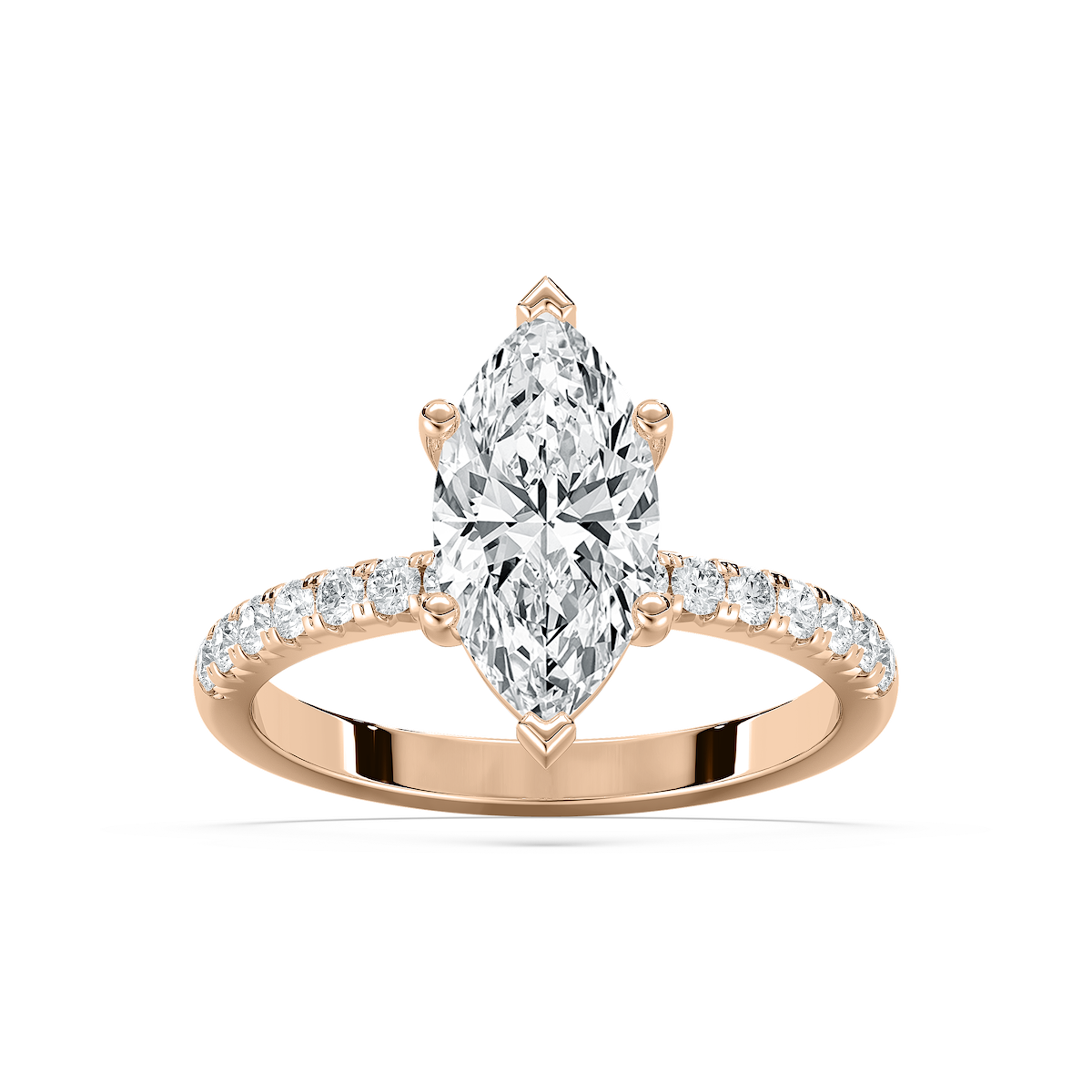 Celine French Pave Marquise Engagement Ring in Rose Gold