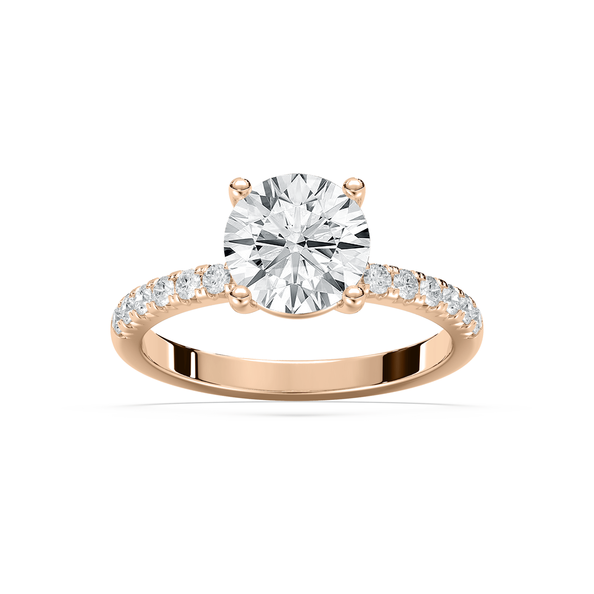 Celine French Pave Round Engagement Ring in Rose Gold