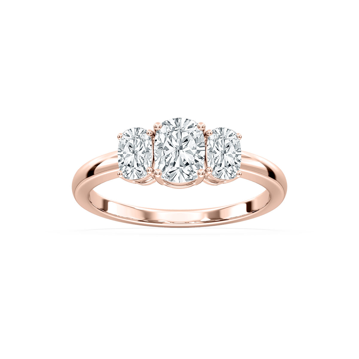 Classic Cushion Three Stone Ring in Rose Gold