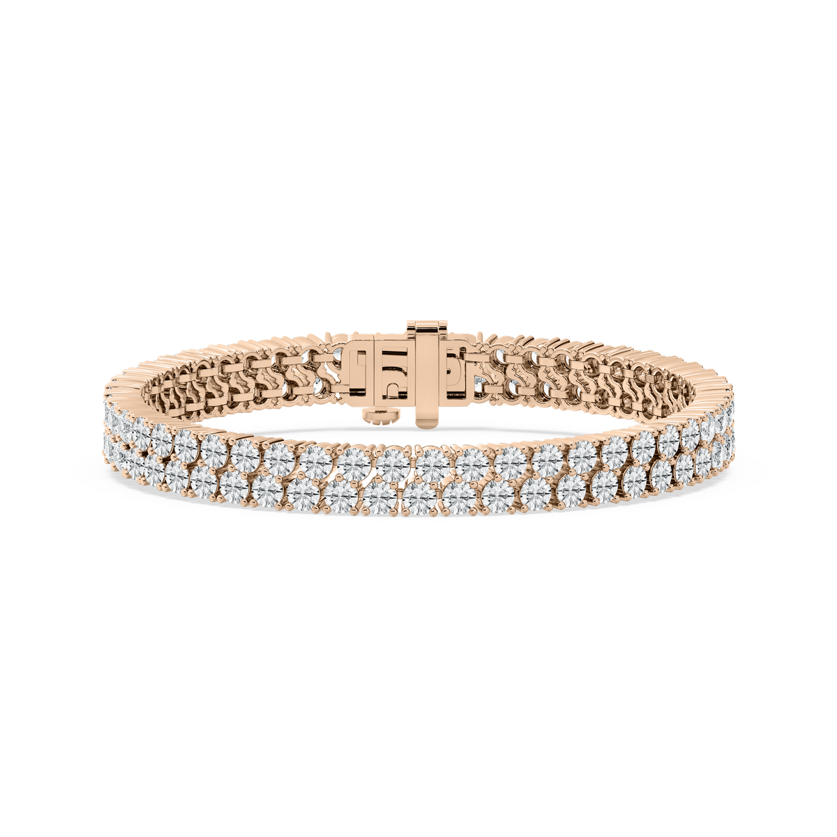 Classic Double Row Diamond Tennis Bracelet in Rose Gold