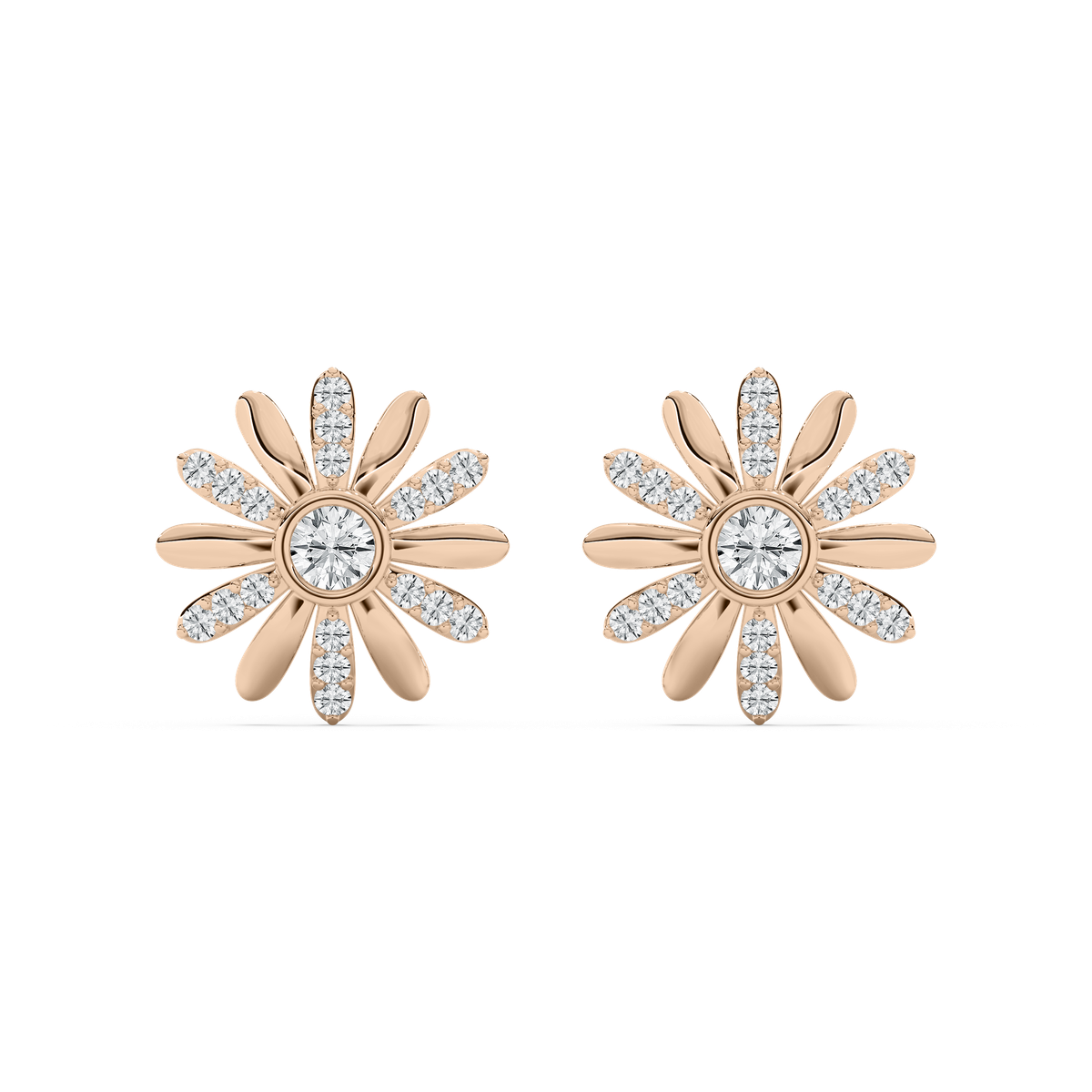 Daisy Diamond Studs in Rose Gold