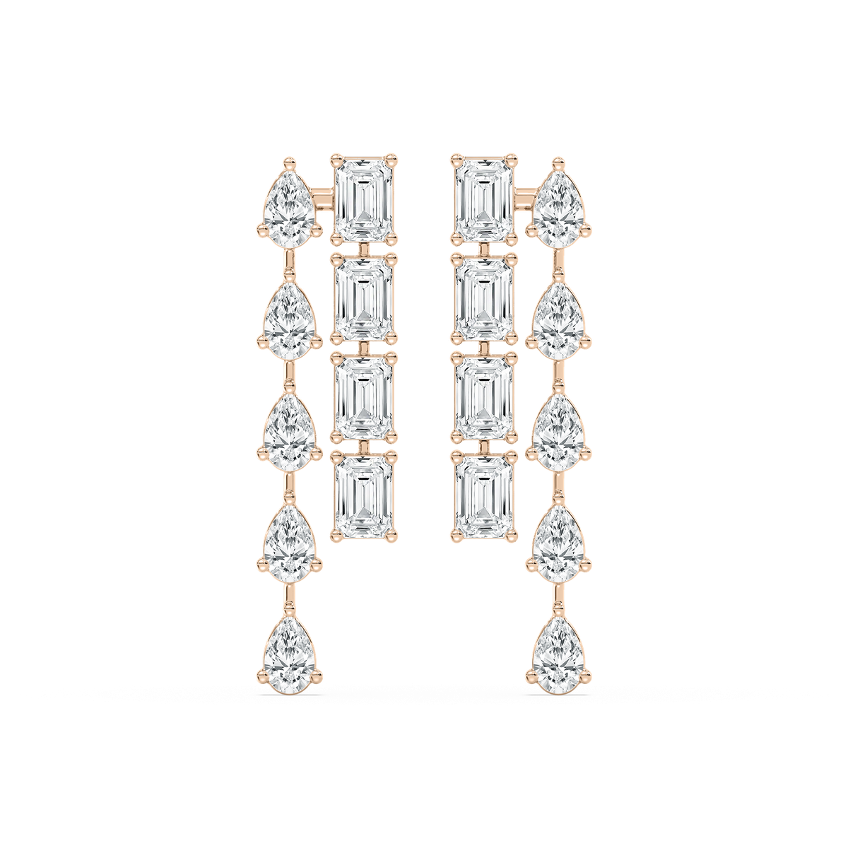 Double Lane Drop Earrings in Rose Gold