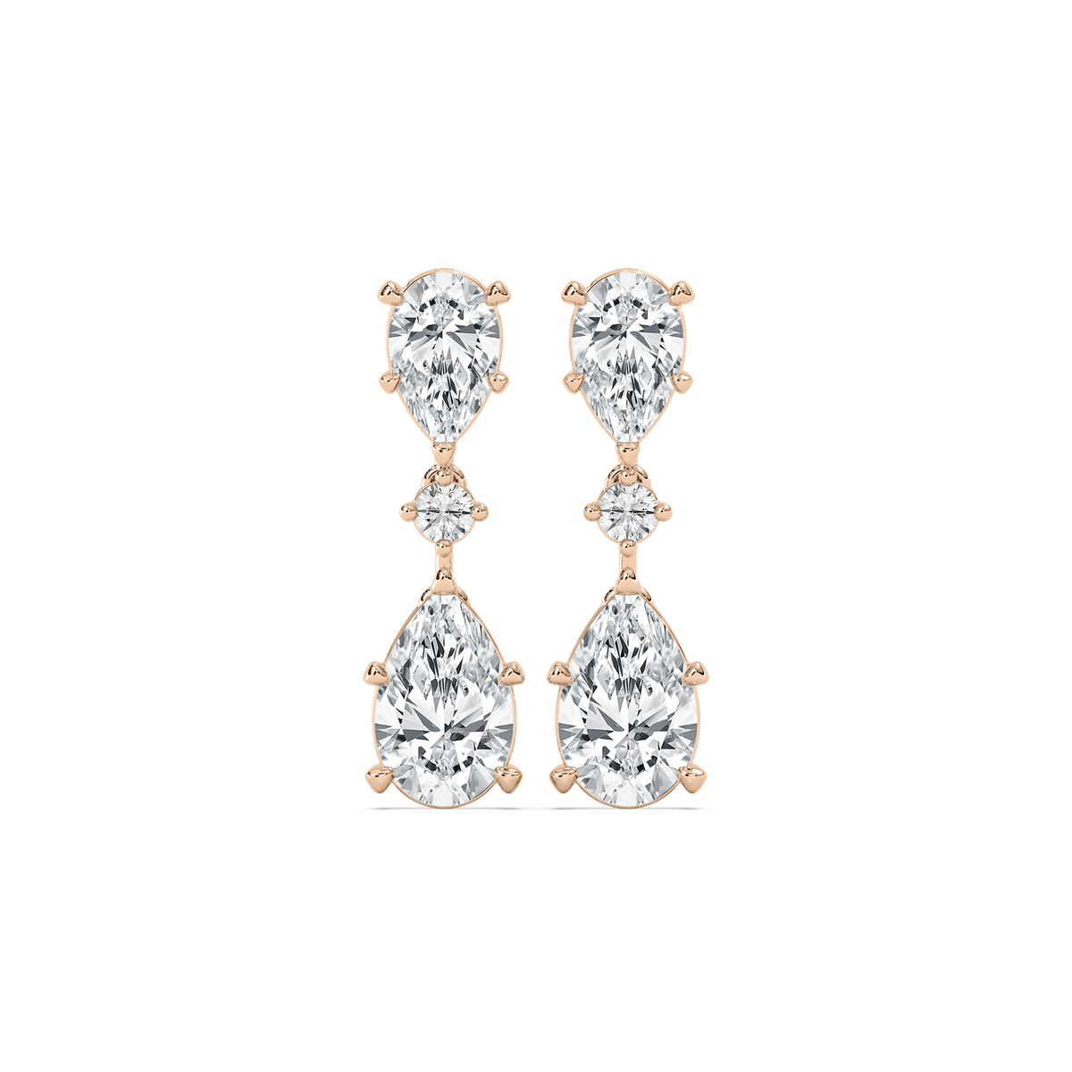 Double Pear Drop Earrings in 14K Rose Gold