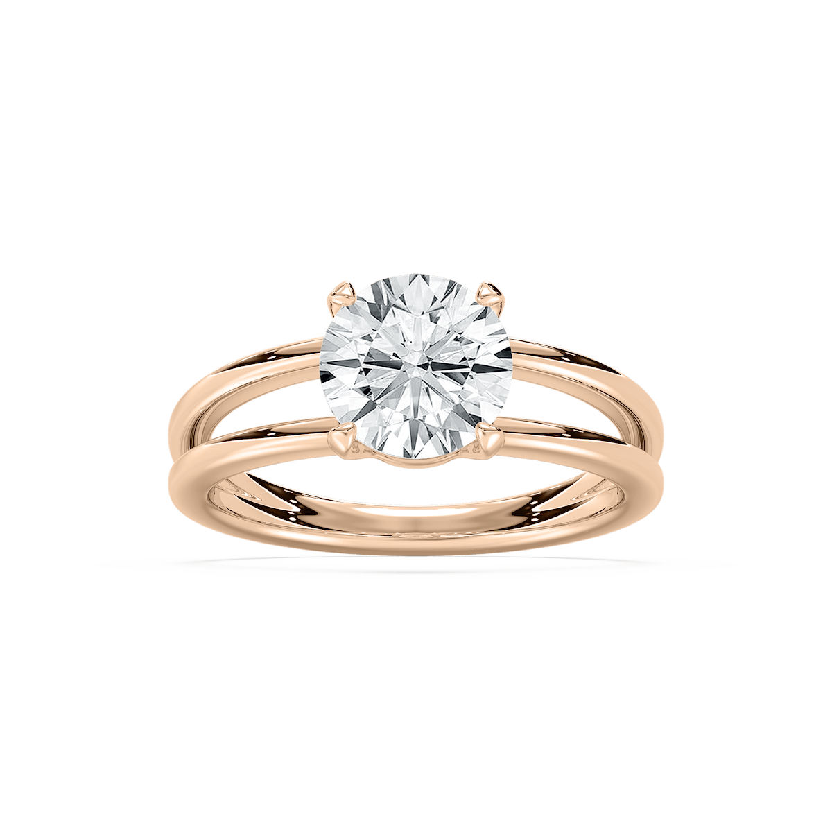 Duet Soltaire Round Engagement Ring in Rose Gold