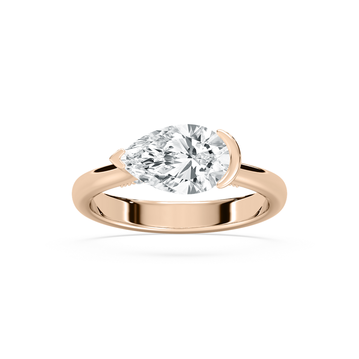 Ellie East West Engagement Ring in Rose Gold