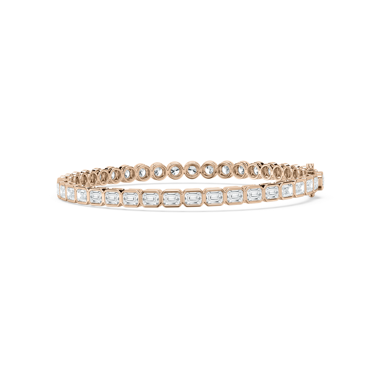 Emerald Round Bezel Bracelet in Rose Gold