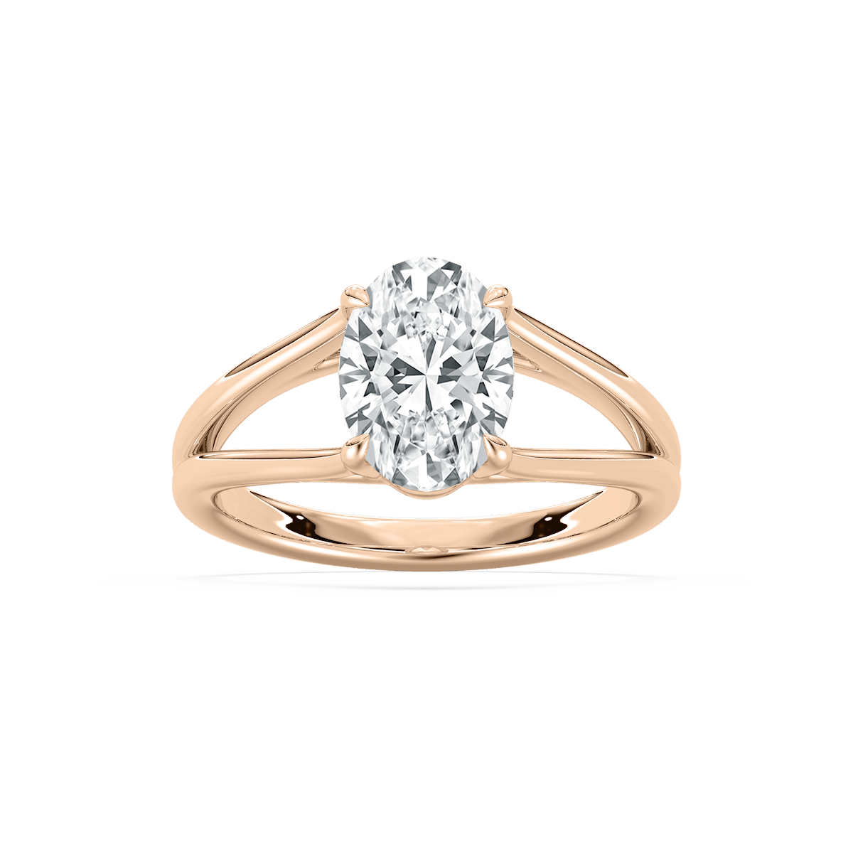 Esme Open Shank Oval Solitaire Ring in Rose Gold