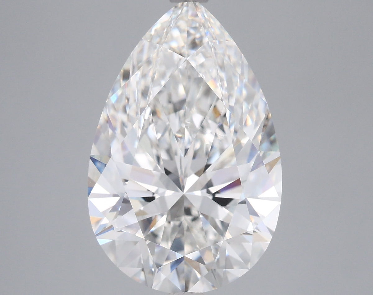 5.01 Carat Pear Shaped, Ideal Cut, F Color, VVS2 Clarity, IGI Certified Lab Grown Diamond