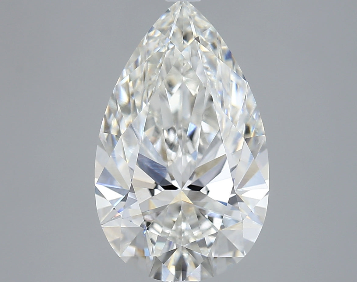 5.04 Carat Pear Shaped, Ideal Cut, F Color, VVS2 Clarity, IGI Certified Lab Grown Diamond