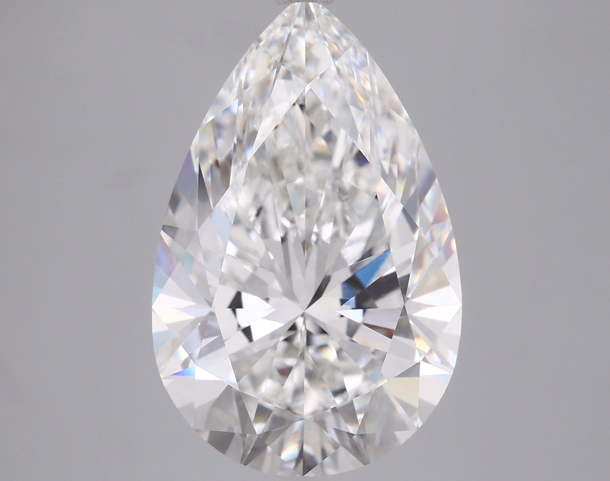 6.06 Carat Pear Shaped, Ideal Cut, E Color, VVS2 Clarity, IGI Certified Lab Grown Diamond