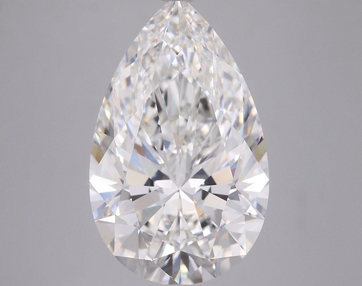 7.04 Carat Pear Shaped, Ideal Cut, F Color, VVS2 Clarity, IGI Certified Lab Grown Diamond