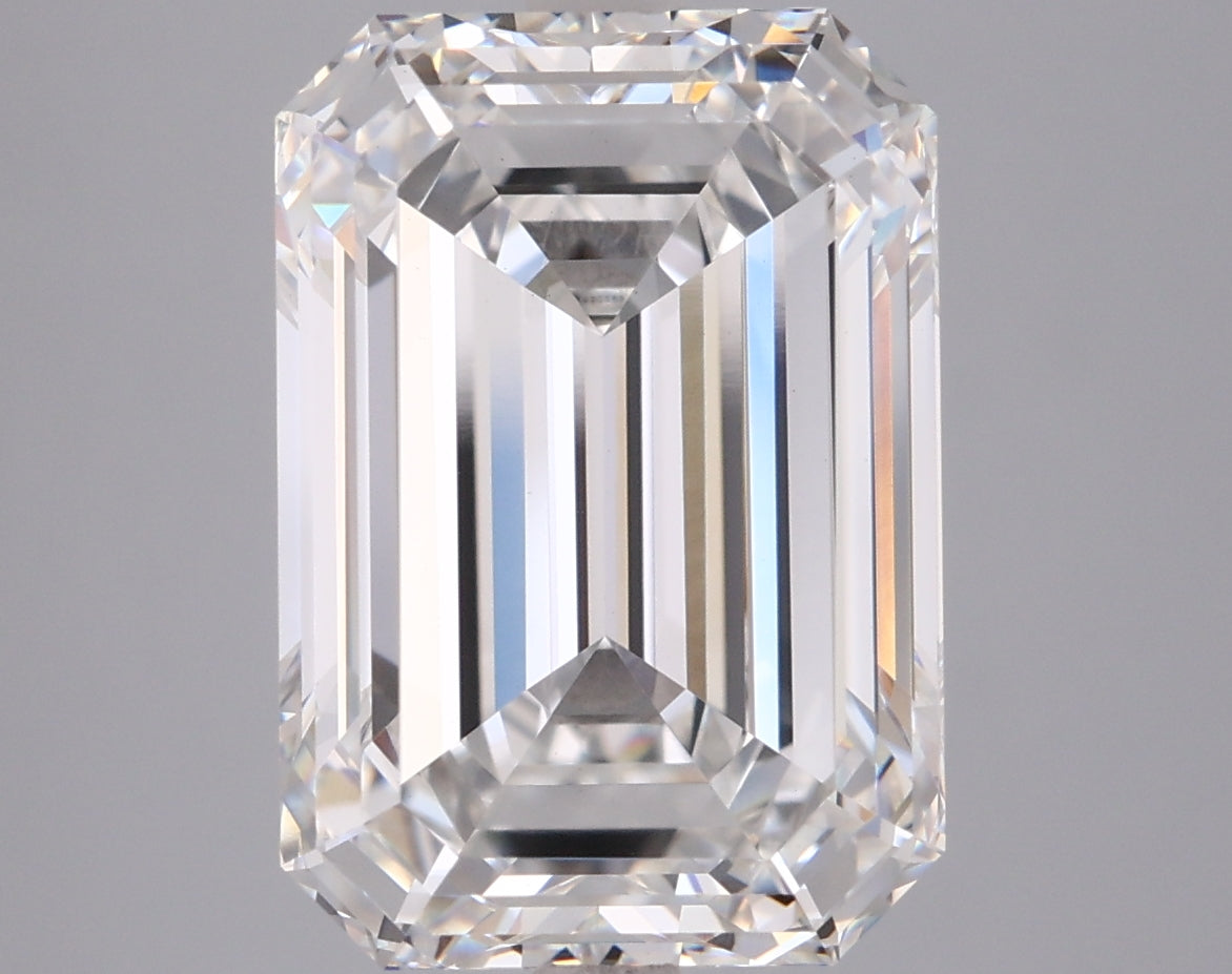 6.04 Carat Emerald Shaped, Ideal Cut, F Color, VVS2 Clarity, IGI Certified Lab Grown Diamond