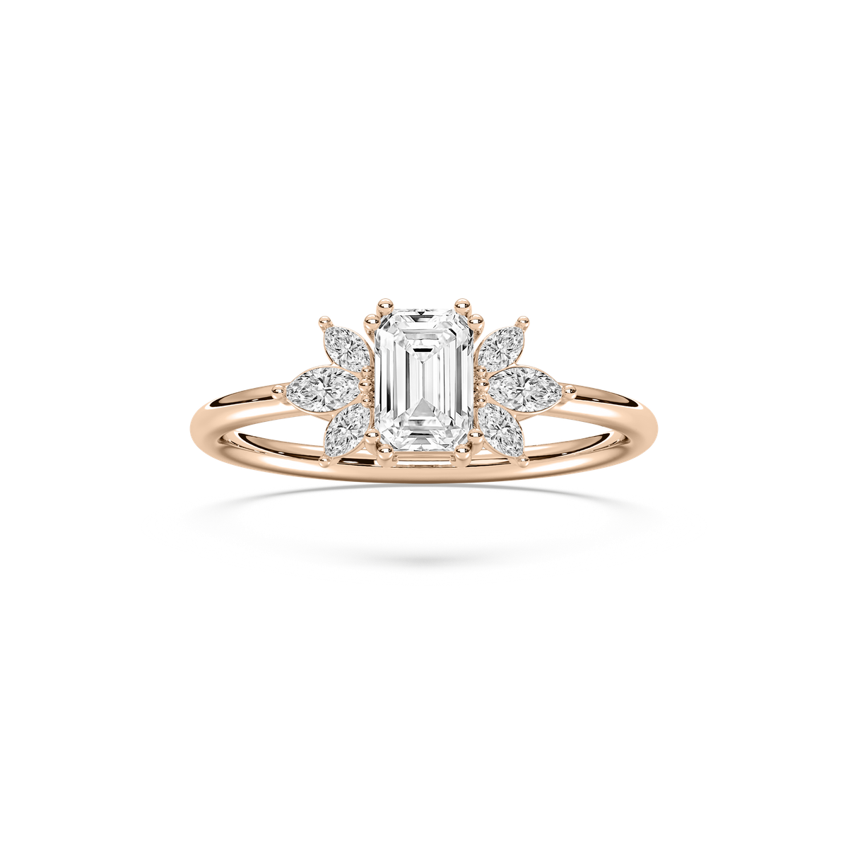 Fia Petite Emerald Engagement Ring in 14K Rose Gold