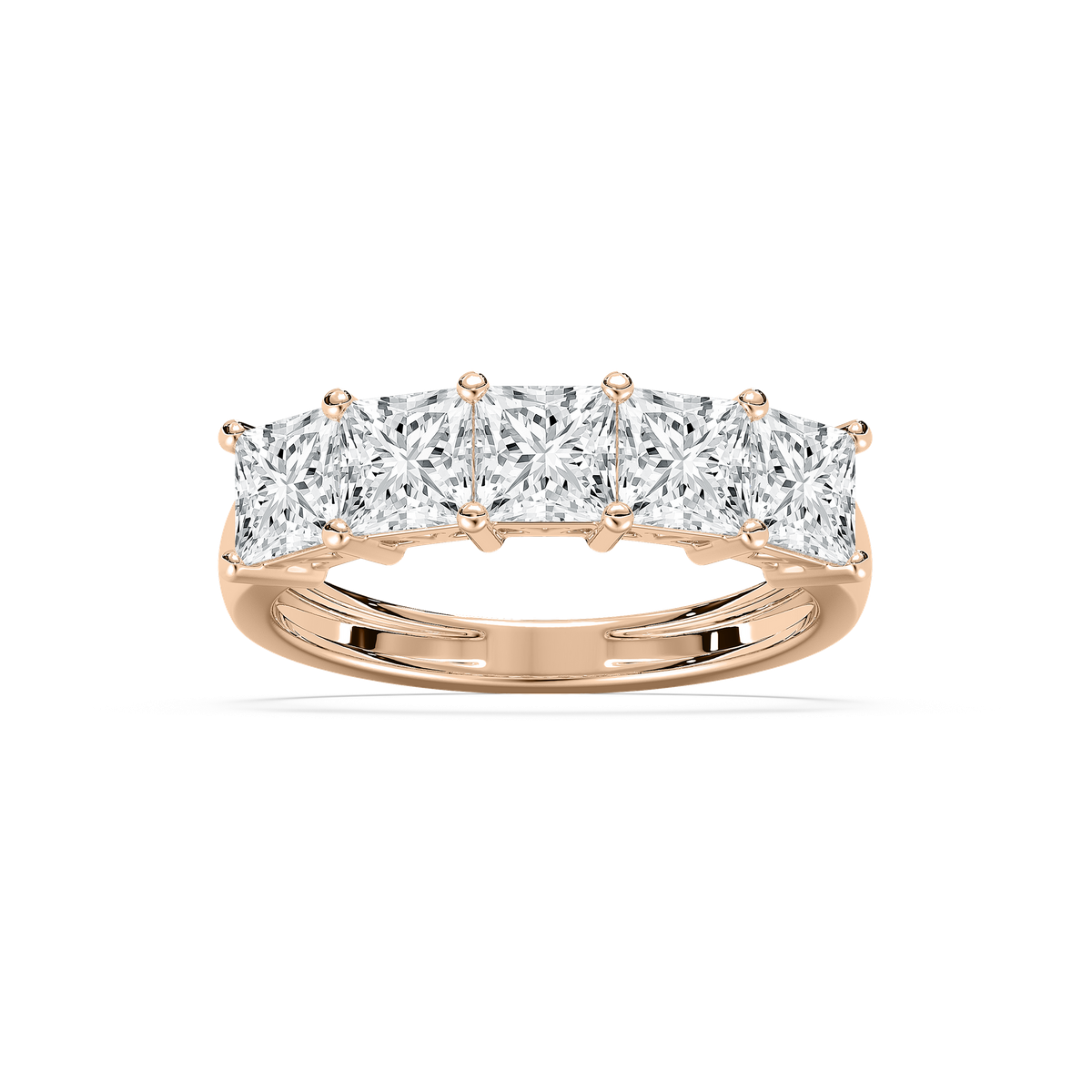 Five Stone Princess Band in Rose Gold