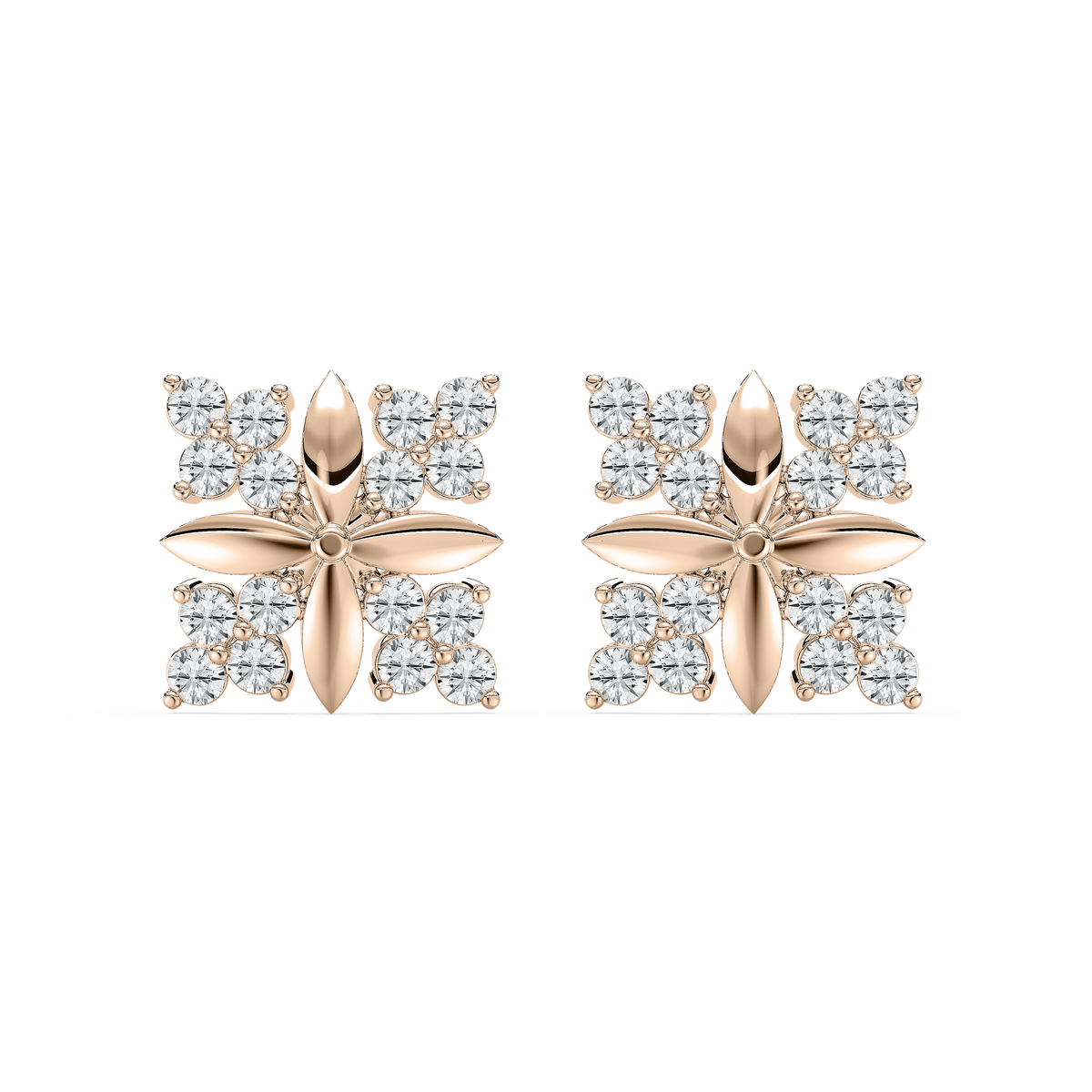 Floral Point Cluster Studs in Rose Gold