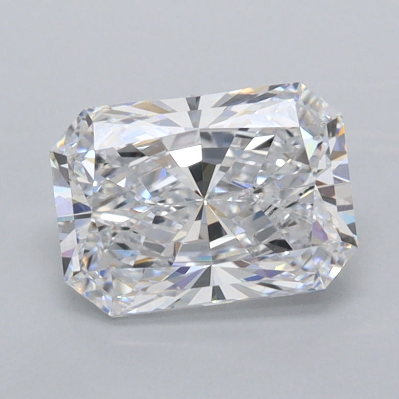1.42 Carat Radiant Shaped, Ideal Cut, D Color, VVS2 Clarity, IGI Certified Lab Grown Diamond