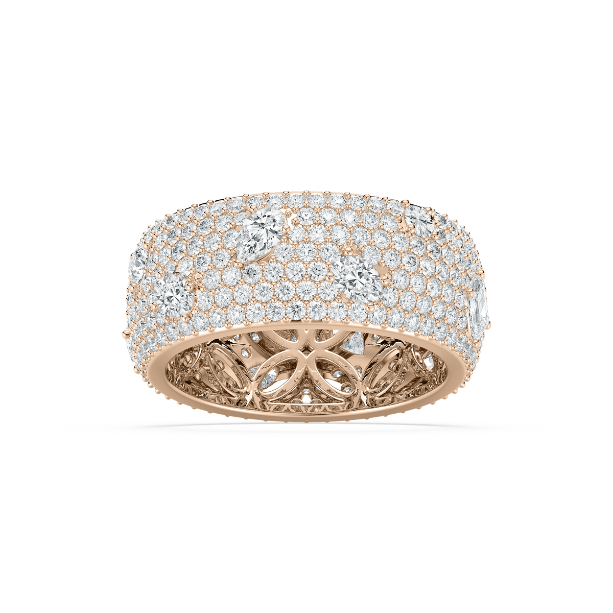Grand Pave Dome Eternity Band in Rose Gold