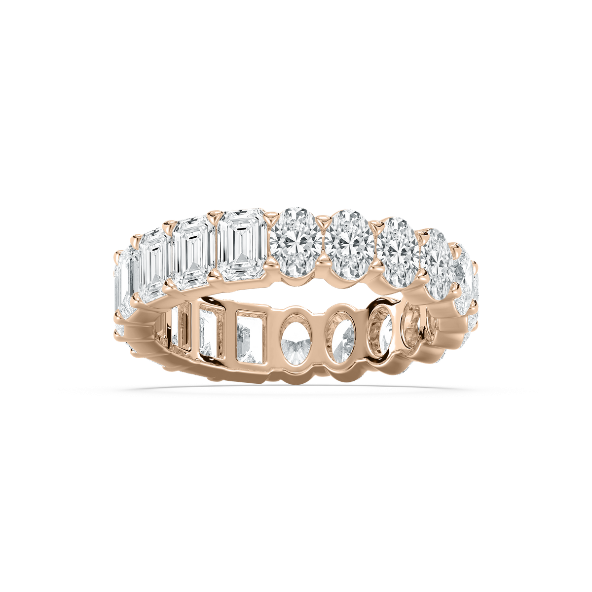 Half Emerald Half Oval Eternity Ring in Rose Gold