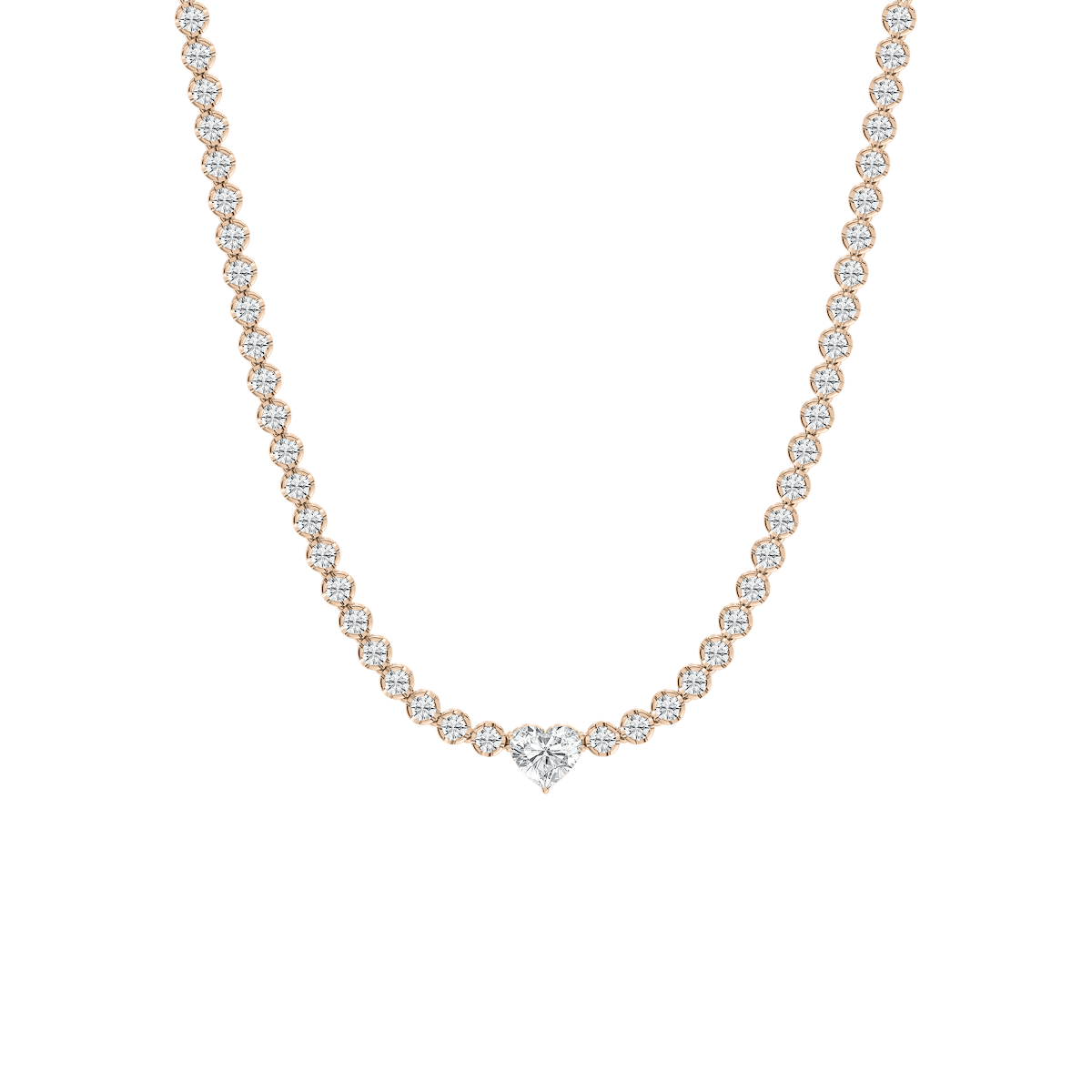 Heart Center Diamond Necklace in Rose Gold