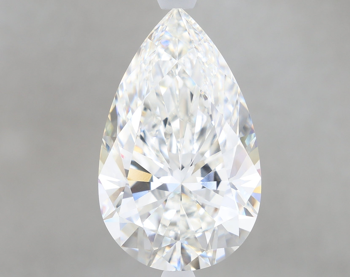 5.71 Carat Pear Shaped, Ideal Cut, F Color, VVS2 Clarity, IGI Certified Lab Grown Diamond