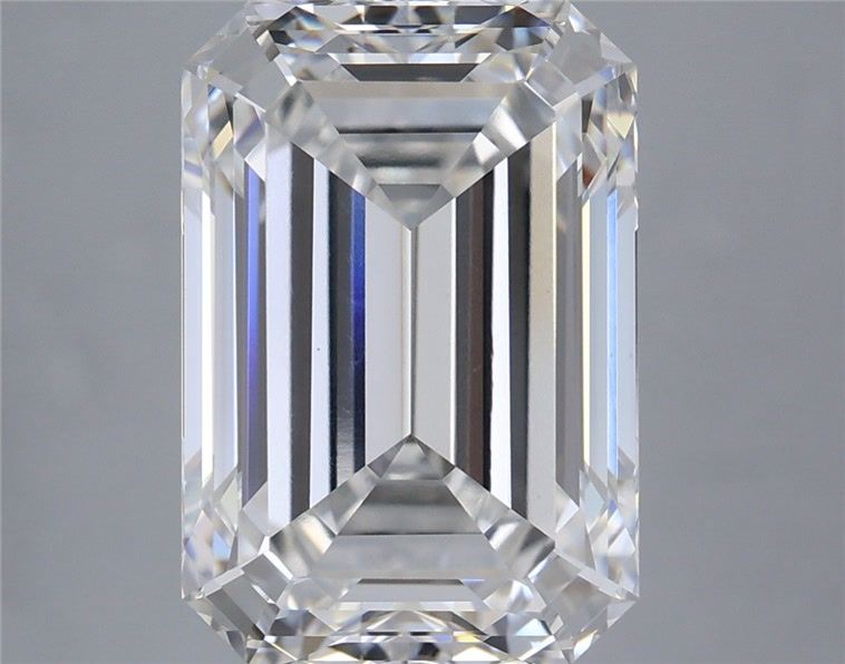 7.92 Carat Emerald Shaped, Ideal Cut, F Color, VVS2 Clarity, IGI Certified Lab Grown Diamond