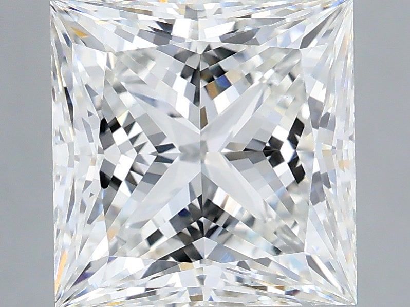 4.08 Carat Princess Shaped, Ideal Cut, F Color, VVS2 Clarity, IGI Certified Lab Grown Diamond