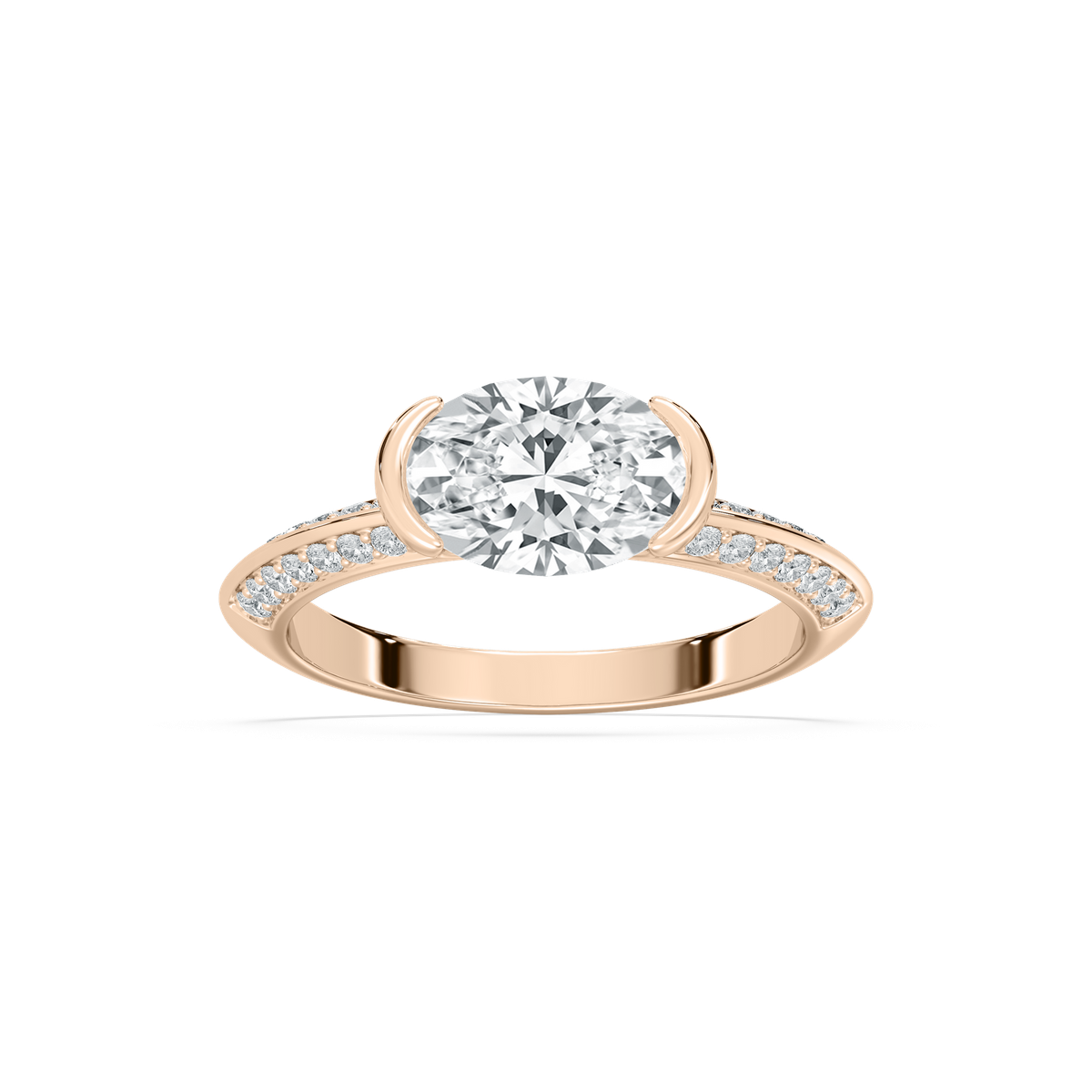 Kyra Semi Bezel Engagement Ring in Rose Gold