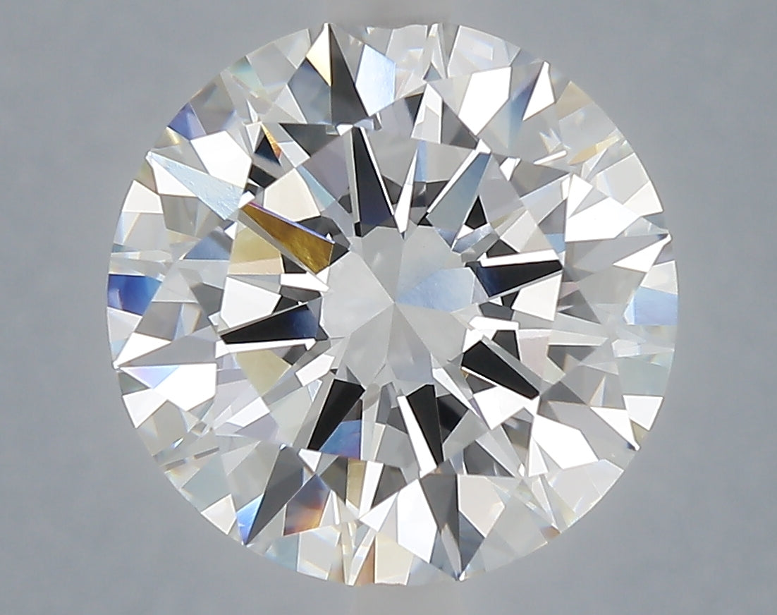 6.07 Carat Round Shaped, Excellent Cut, F Color, VVS2 Clarity, IGI Certified Lab Grown Diamond