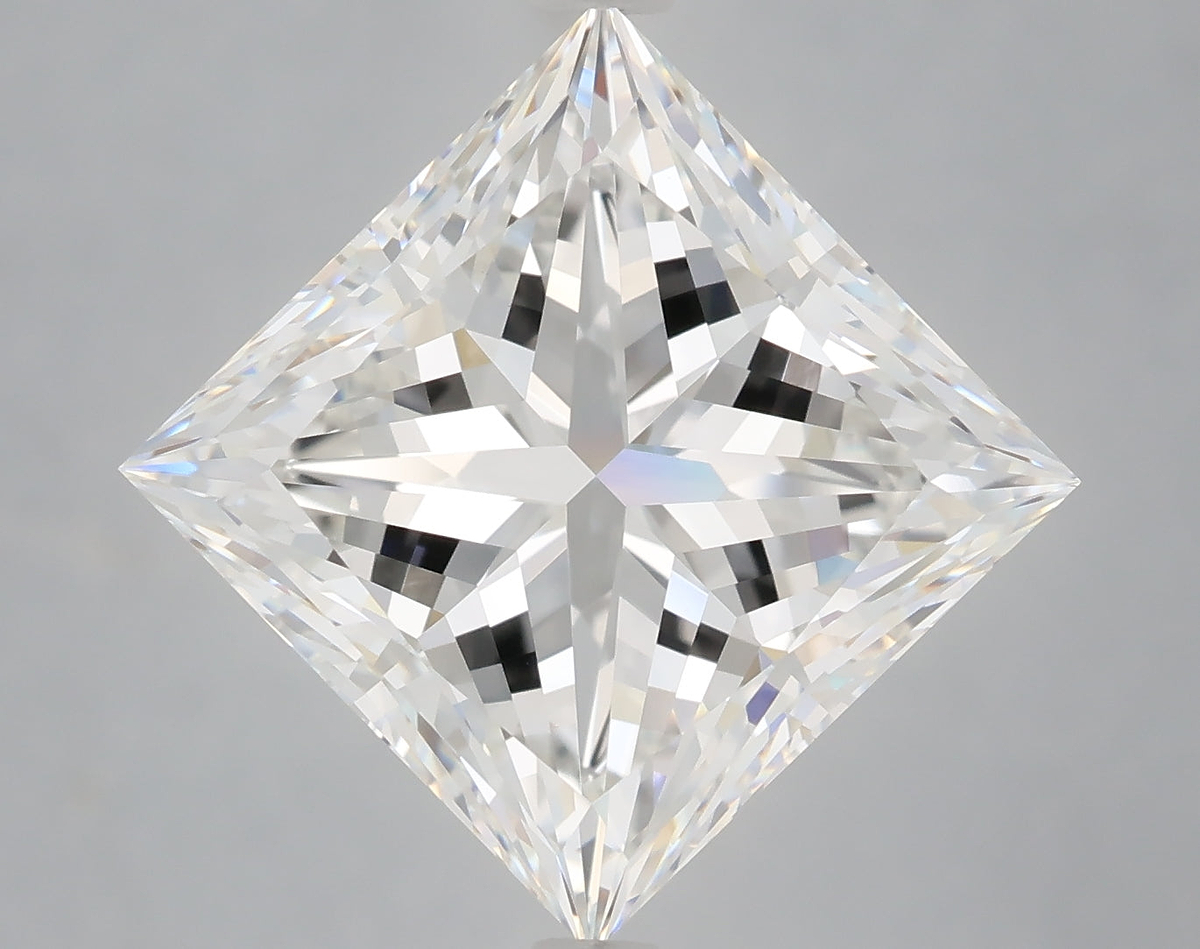 6.10 Carat Princess Shaped, Excellent Cut, F Color, VVS2 Clarity, IGI Certified Lab Grown Diamond