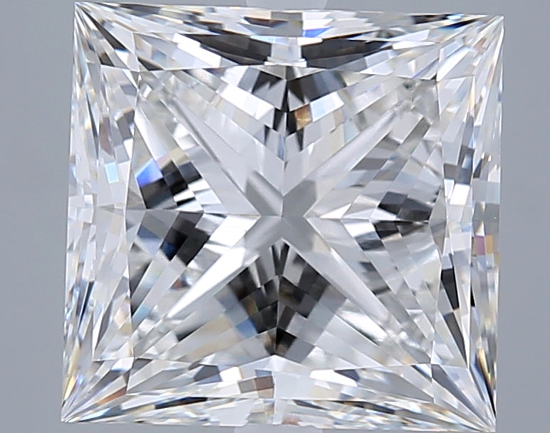 6.02 Carat Princess Shaped, Ideal Cut, F Color, VVS2 Clarity, IGI Certified Lab Grown Diamond