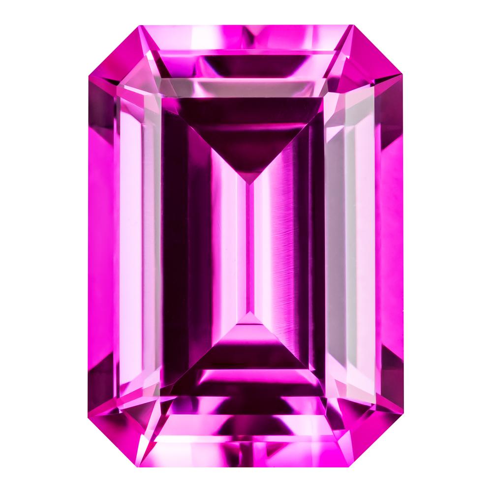 1.30 Carat Emerald Cut Lab-Created Pink Sapphire