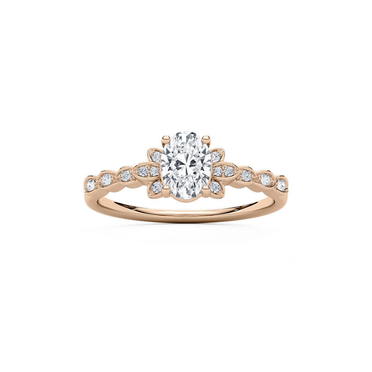 Leonie Petite Oval Engagement Ring in Rose Gold