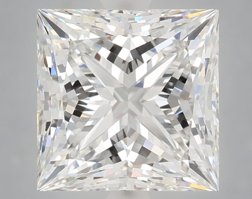 4.09 Carat Princess Shaped, Ideal Cut, E Color, VVS2 Clarity, IGI Certified Lab Grown Diamond