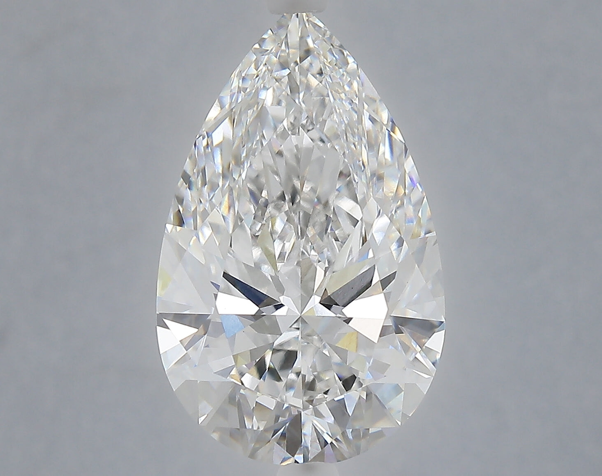 6.08 Carat Pear Shaped, Ideal Cut, E Color, VVS2 Clarity, IGI Certified Lab Grown Diamond