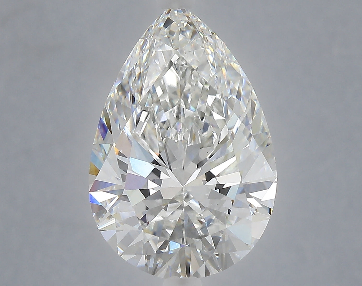 6.05 Carat Pear Shaped, Ideal Cut, F Color, VVS2 Clarity, IGI Certified Lab Grown Diamond