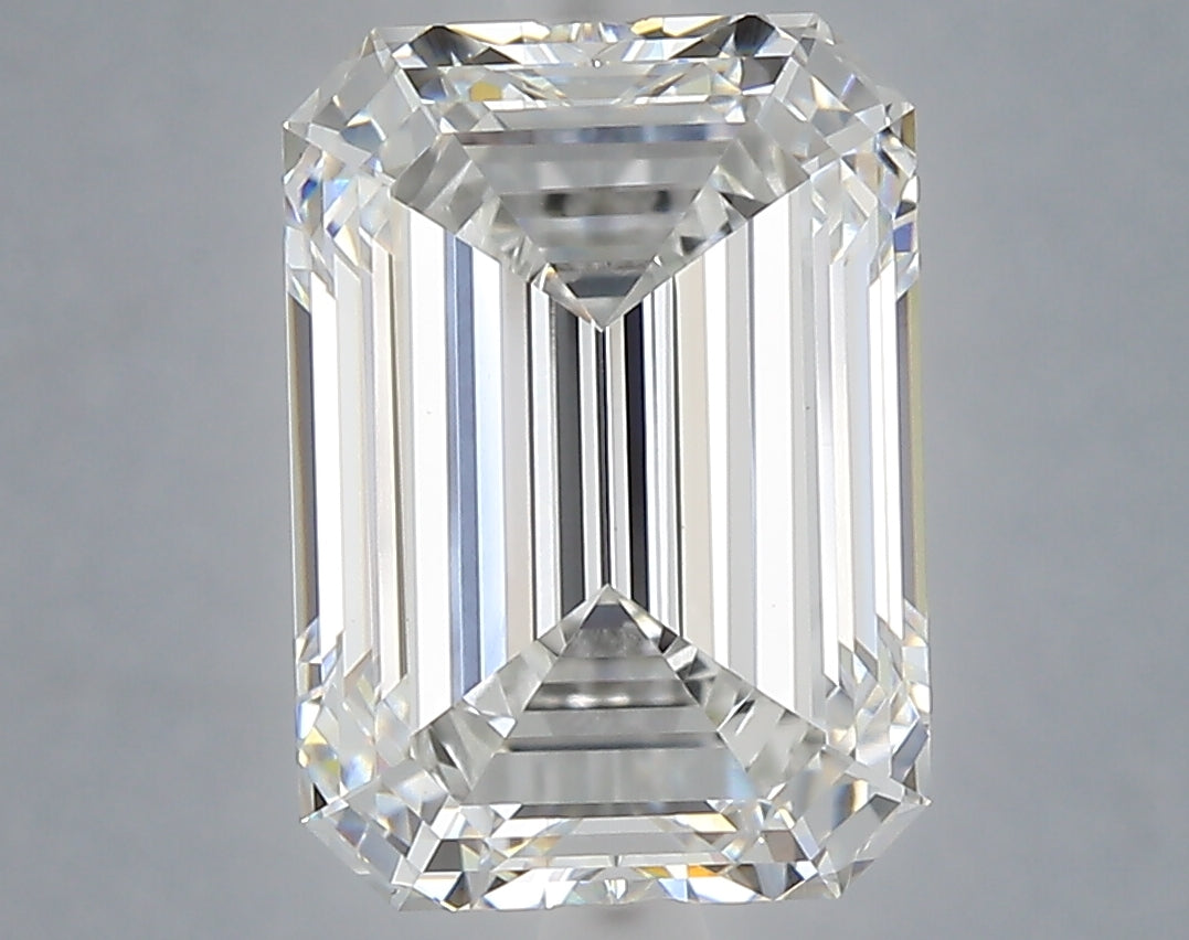 5.25 Carat Emerald Shaped, Ideal Cut, F Color, VVS2 Clarity, IGI Certified Lab Grown Diamond