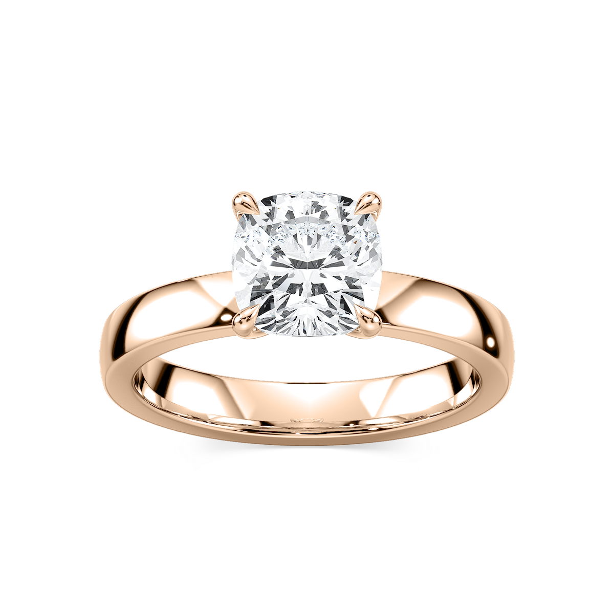 Maya Cushion Lab Grown Diamond 3mm Cigar Band Solitaire Engagement Ring