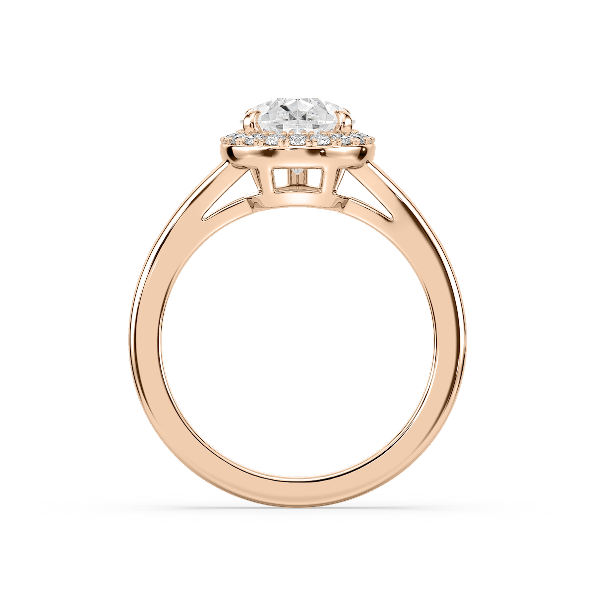 Maia Pear Lab Grown Diamond Split Shank Halo Engagement Ring