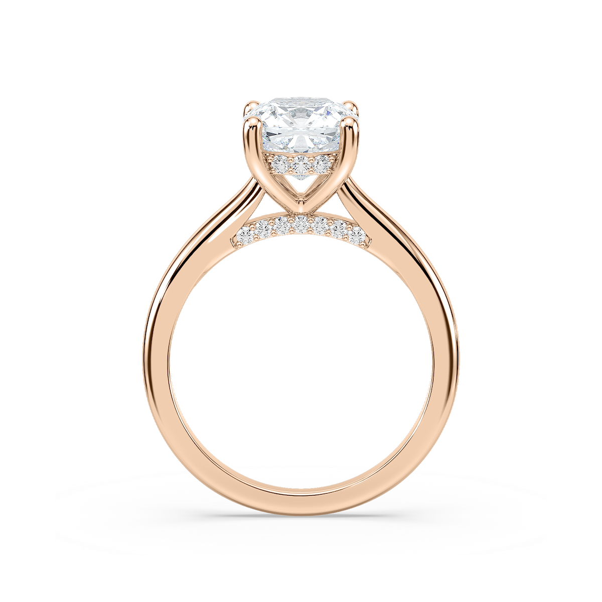 Vivian Cushion Lab Grown Diamond Arch Hidden Halo Engagement Ring