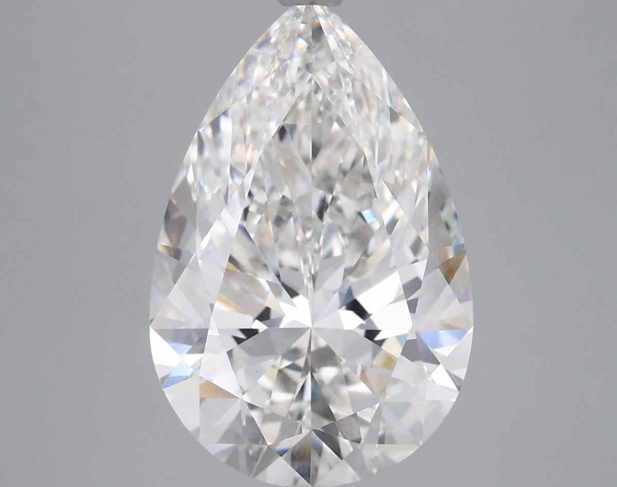 5.04 Carat Pear Shaped, Ideal Cut, F Color, VVS2 Clarity, IGI Certified Lab Grown Diamond