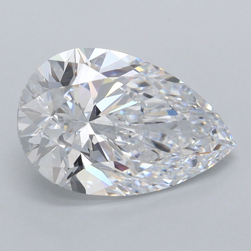 2.03 Carat Pear Shaped, Excellent Cut, D Color, FL Clarity, IGI Certified Lab Grown Diamond