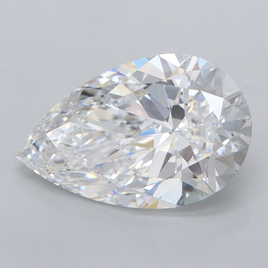 2.04 Carat Pear Shaped, Ideal Cut, D Color, FL Clarity, IGI Certified Lab Grown Diamond